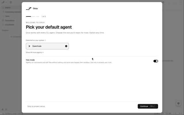 Screenshot of Orca first window on Linux (Xvfb launch probe)