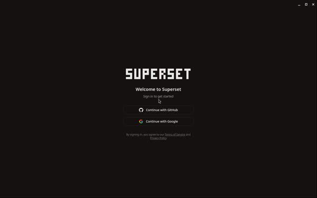 Screenshot of Superset first window on Linux (Xvfb launch probe)
