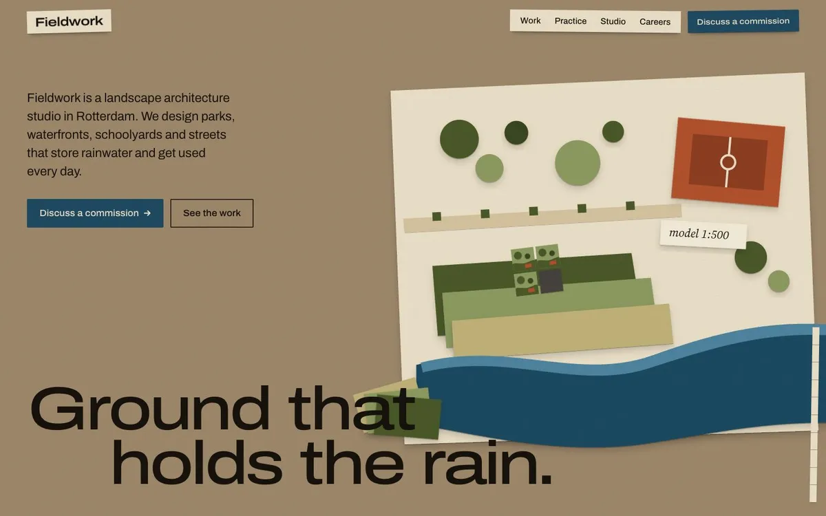 Fieldwork: a landscape architecture studio site built from cut-paper models